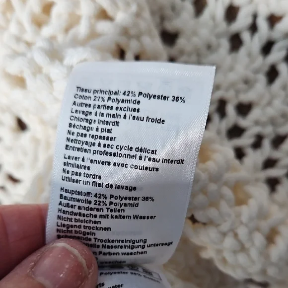 ba&sh Kyr Long Sleeve Open Front Sweater Cardigan ecru/off white Women’s Small - Picture 12 of 13